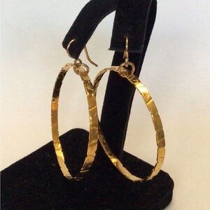 Devon Leigh Gold Dipped Brass Hoop Drop earrings NWT